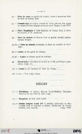 Sièges (Nr. 111-128)