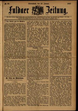 Ausgabe vom Samstag, den 29. Januar 1887.