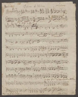 Lestocq, vl, pf, AWV 24, Excerpts, Arr - BSB Mus.Schott.Ha 3778-2 : [title at left:] Ouverture [at centre:] Violino ad libitum [at right:] Lestocq