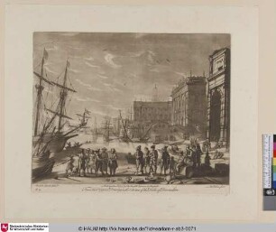 [Seehafen mit Markt und Prachtgebäuden]