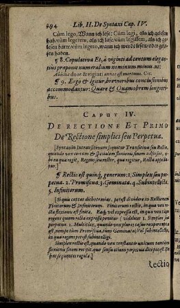 Caput IV. De Rectione Et Primo De Rectione simplici seu Perpetua.