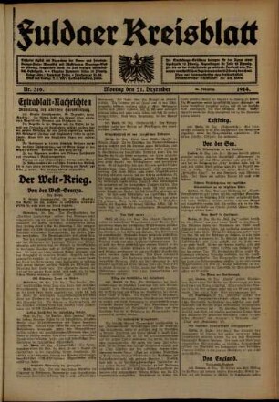Ausgabe vom Montag, den 21. Dezember 1914.