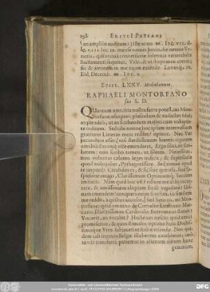 Epist. LXXV. Mediolanum. Raphaeli Montorfano suo S. D.
