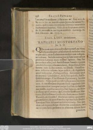 Epist. LXXV. Mediolanum. Raphaeli Montorfano suo S. D.