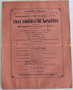 Programm zweier Konzerte für die deutsche Armee im besetzten Frankreich, mit Lied-Texten