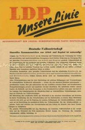 Flugblatt der LDP zu den wirtschaftspolitischen Grundsätzen der Partei