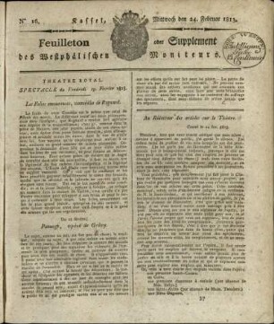 No. 16, Mittwoch den 24. Februar 1813