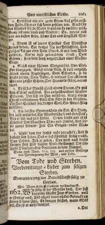 Vom Tode und Sterben. Vorbereitungs-Lieder zum seligen Sterben.
