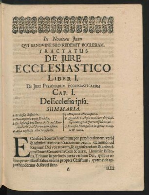 Cap. I. De Ecclesia ipsa.