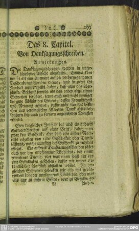 Das 8. Capitel. Von Danksagungsschreiben