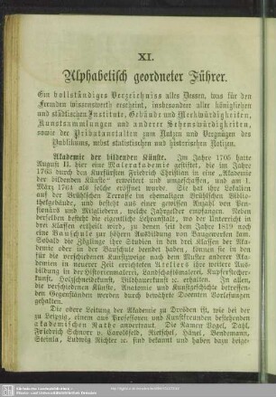 XI. Alphabetisch geordneter Führer