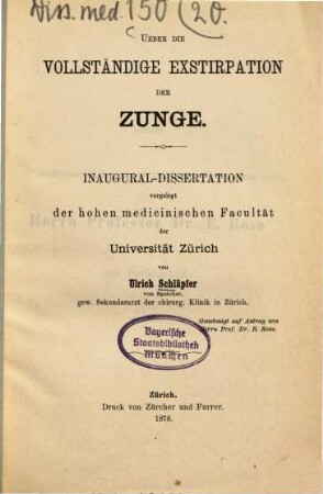 Ueber die vollständige Exstirpation der Zunge