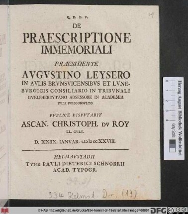 De Praescriptione Immemoriali