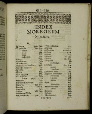 Index Morborum Specialis.