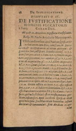 Disputatio IV. De Iustificatione Hominis Peccatoris Coram Deo.