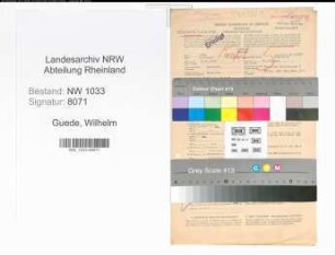 Entnazifizierung Wilhelm Guede , geb. 02.09.1890 (Polizeibeamter)