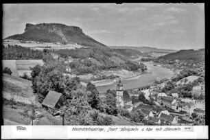 Blick auf Stadt Königstein an der Elbe mit Lilienstein