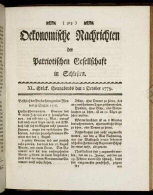 XL. Stück. Sonnabends den 2 October. 1779.
