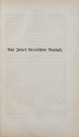 Aus Jahn's literarischem Nachlasse