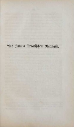 Aus Jahn's literarischem Nachlasse