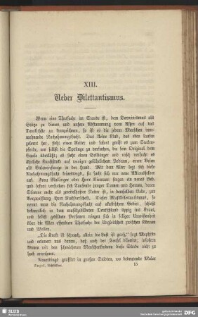XIII. Ueber Dilettantismus