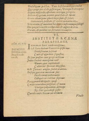 VI. Institutae S. Caenae Paraphrasis.