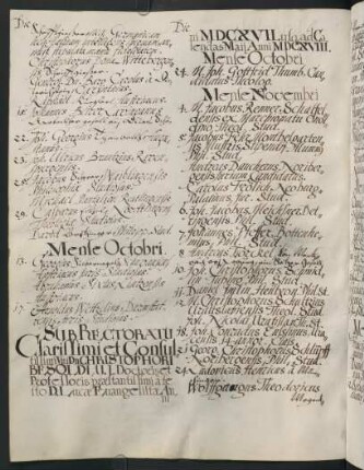 Winterhalbjahr 1617/1618. Rektorat Christoph Besold