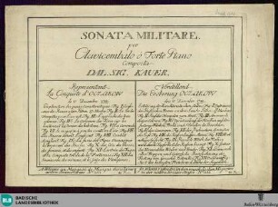 Sonata militaire per clavicembalo o forte piano : representant la Conquete d'Oczakow le 17 Decembre 1788