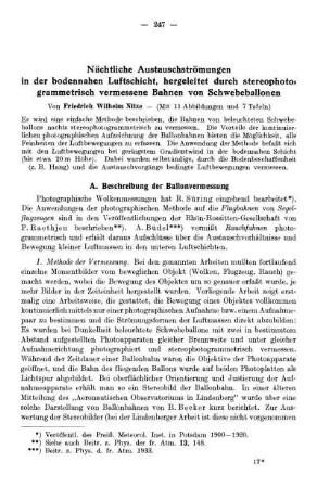 Nächtliche Austauschströmungen in der bodennahen Luftschicht, hergeleitet durch stereophotogrammetrisch vermessene Bahnen von Schwebeballonen
