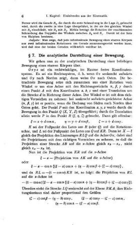 § 7. Die analytische Darstellung einer Bewegung.