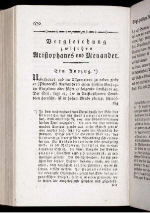 Vergleichung zwischen Aristophanes und Menander