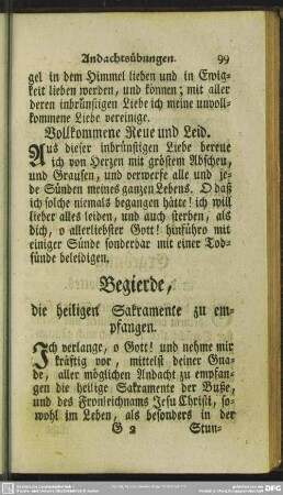 Begierde, die heiligen Sakramente zu empfangen