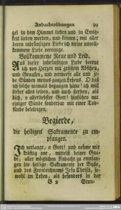 Begierde, die heiligen Sakramente zu empfangen
