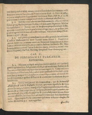 Cap. II. De Persarum Et Turcarum Consensu.