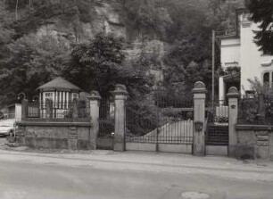 Fabrikantenvilla. Gartenhäuschen und Toranlage : Rathmannsdorf-Plan, Hohnsteiner Straße 38. Fabrikantenvilla. Gartenhäuschen und Toranlage