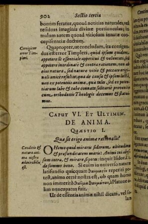 Caput VI. Et Ultimum. De Anima.