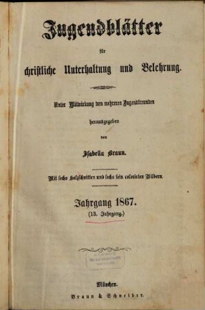 Jugendblätter, 1867 = Jg. 13