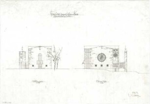 Gsaenger, Gustav; Hannover - Linden (Niedersachsen); Ev. Kirche Gerhard- Uhlhorn - Ost- u. Südseite (Ansichten)