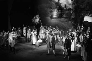 Szenenbilder aus "Schwarzer Peter", Oper für kleine und große Leute nach dem niederdeutschen Märchen "Erica" von Heinrich Traulsen mit Musik von Norbert Schultze, Libretto von Walter Lieck. Städtische Oper Berlin, 04.12.1959