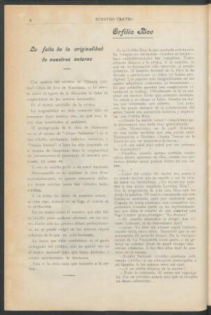 La falta de la originalidad de nuestros autores