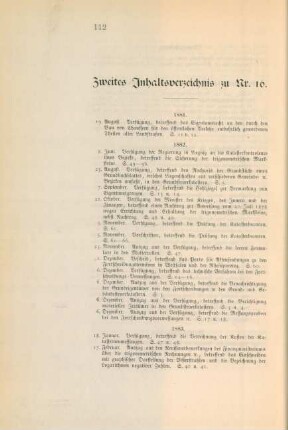 Zweites Inhaltsverzeichnis zu Nr. 16