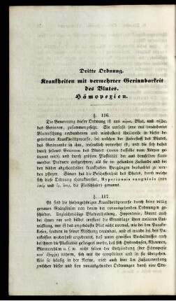 Dritte Ordnung. Krankheiten mit vermehrter Gerinnbarkeit des Blutes. Hämopexien