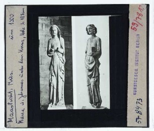 unbekannt, Maria und Johannes über dem Kreuz : Skulpturen von Maria und Johannes