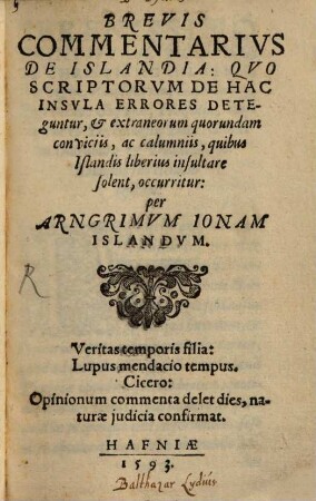 Brevis commentarius de Islandia