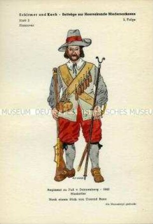 Uniformdarstellung, Musketier, Kurfürstentum Hannover, 1642.