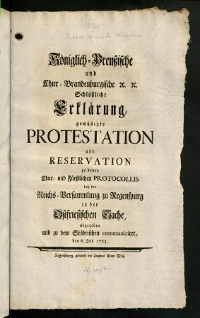 1-22, Protestation und Reservation