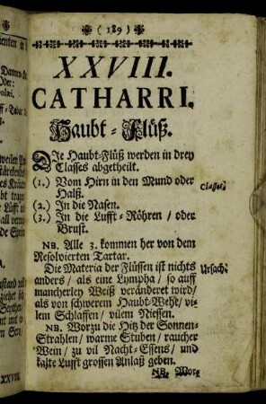 XXVIII. Catharri. Haubt-Flüß. - XXIX. Vertigio. Schwindel.
