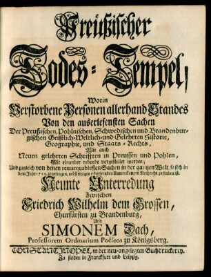 Preüßischer Todes-Tempel. Neunte Unterredung
