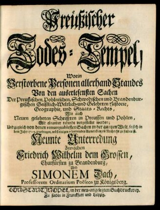 Preüßischer Todes-Tempel. Neunte Unterredung