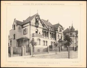 Doppelwohnhaus Friedrichstraße, Halle/Saale: Ansicht (aus: Blätter für Architektur und Kunsthandwerk, 11. Jg., 1898, Tafel 4)